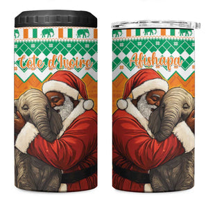 Afro Ivory Coast Christmas 4 in 1 Can Cooler Tumbler Black Santa Afishapa - African Pattern