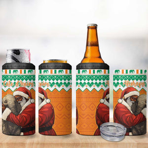 Afro Ivory Coast Christmas 4 in 1 Can Cooler Tumbler Black Santa Afishapa - African Pattern