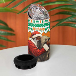 Afro Ivory Coast Christmas 4 in 1 Can Cooler Tumbler Black Santa Afishapa - African Pattern