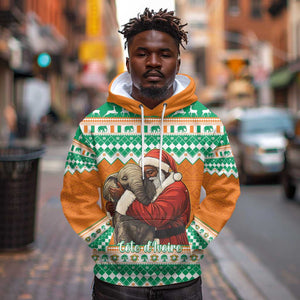 Afro Ivory Coast Christmas Hoodie Black Santa Afishapa - African Pattern