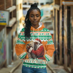 Afro Ivory Coast Christmas Hoodie Black Santa Afishapa - African Pattern