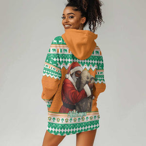 Afro Ivory Coast Christmas Hoodie Dress Black Santa Afishapa - African Pattern