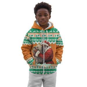 Afro Ivory Coast Christmas Kid Hoodie Black Santa Afishapa - African Pattern