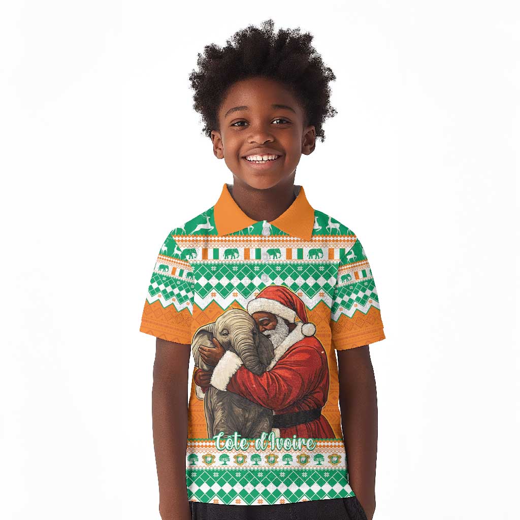 Afro Ivory Coast Christmas Kid Polo Shirt Black Santa Afishapa - African Pattern