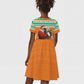 Afro Ivory Coast Christmas Kid Short Sleeve Dress Black Santa Afishapa - African Pattern