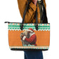 Afro Ivory Coast Christmas Leather Tote Bag Black Santa Afishapa - African Pattern