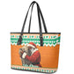 Afro Ivory Coast Christmas Leather Tote Bag Black Santa Afishapa - African Pattern
