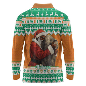 Afro Ivory Coast Christmas Long Sleeve Polo Shirt Black Santa Afishapa - African Pattern