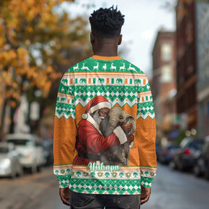 Afro Ivory Coast Christmas Long Sleeve Shirt Black Santa Afishapa - African Pattern