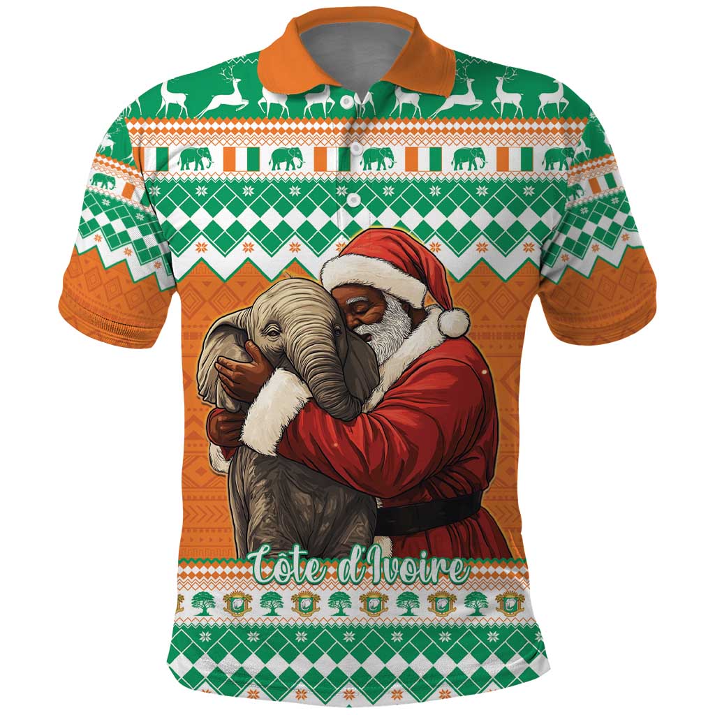 Afro Ivory Coast Christmas Polo Shirt Black Santa Afishapa - African Pattern