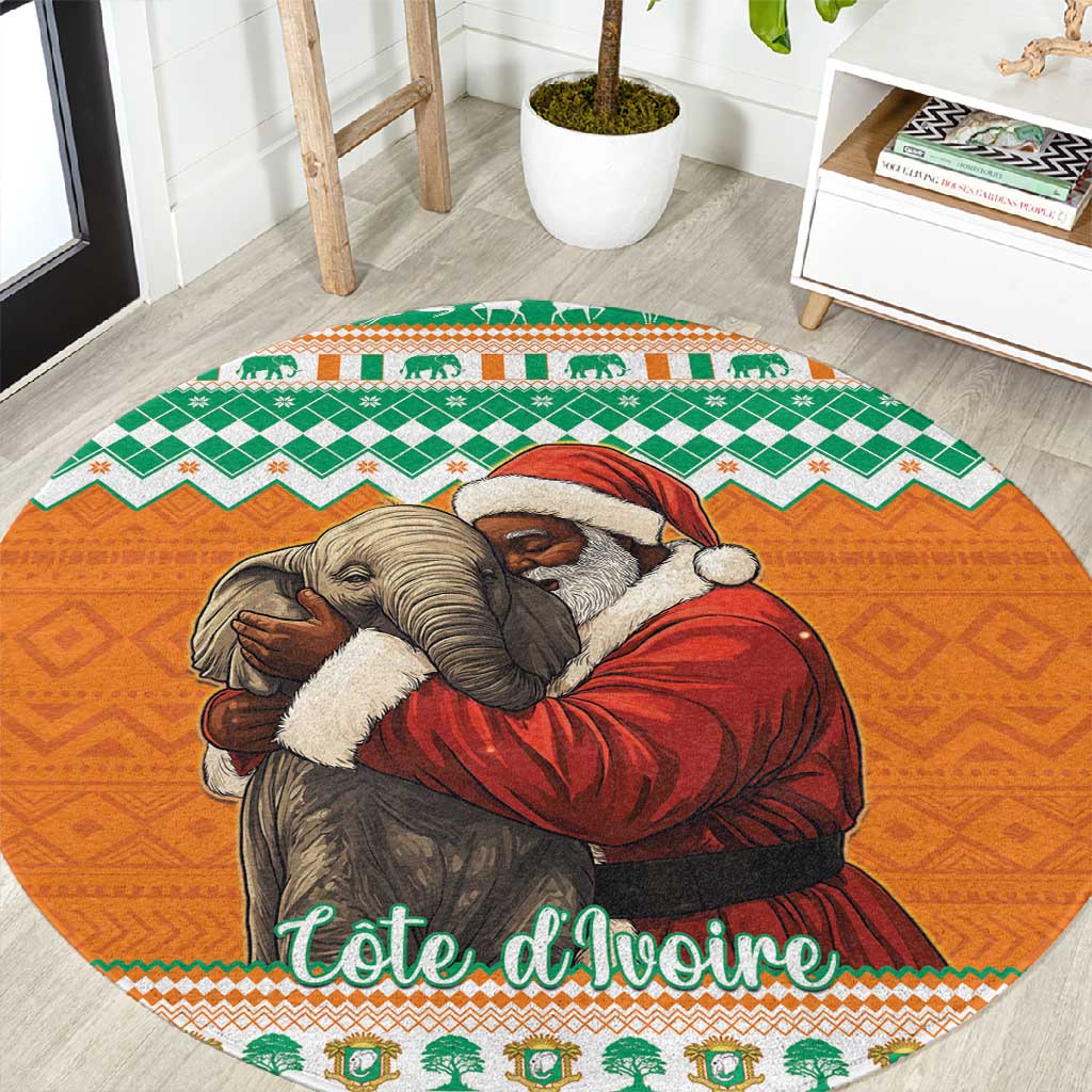 Afro Ivory Coast Christmas Round Carpet Black Santa Afishapa - African Pattern