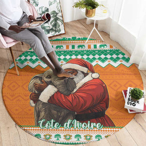 Afro Ivory Coast Christmas Round Carpet Black Santa Afishapa - African Pattern