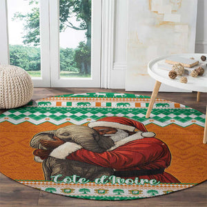 Afro Ivory Coast Christmas Round Carpet Black Santa Afishapa - African Pattern