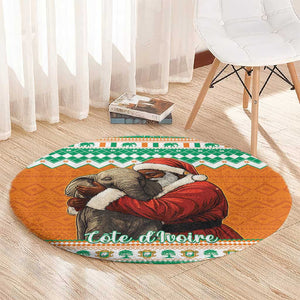 Afro Ivory Coast Christmas Round Carpet Black Santa Afishapa - African Pattern