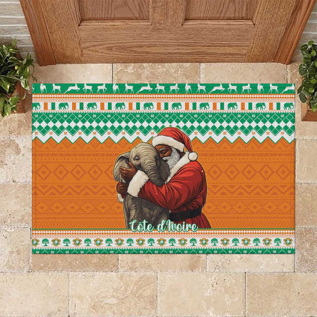 Afro Ivory Coast Christmas Rubber Doormat Black Santa Afishapa - African Pattern