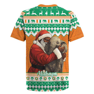 Afro Ivory Coast Christmas Rugby Jersey Black Santa Afishapa - African Pattern