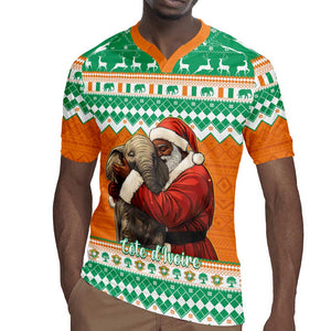 Afro Ivory Coast Christmas Rugby Jersey Black Santa Afishapa - African Pattern