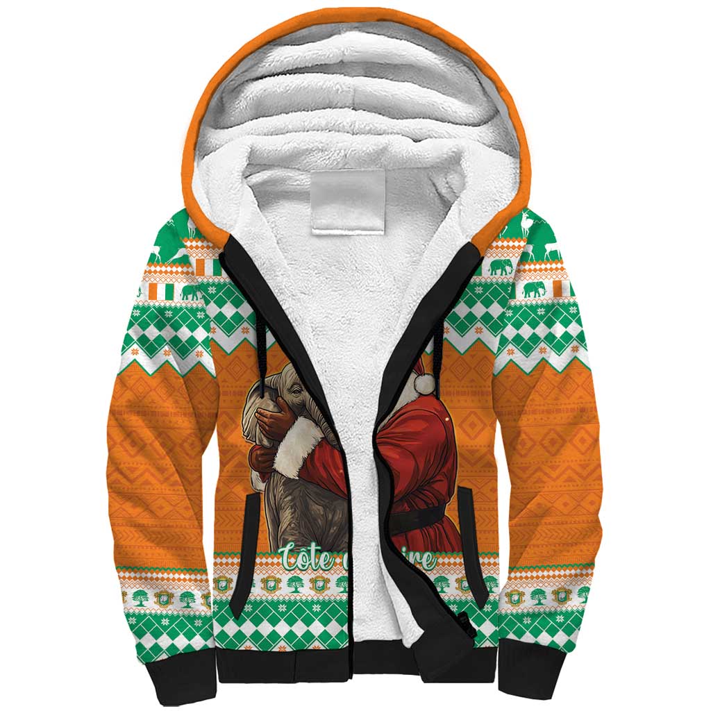 Afro Ivory Coast Christmas Sherpa Hoodie Black Santa Afishapa - African Pattern