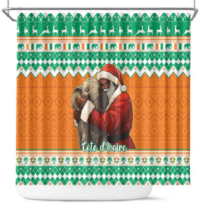 Afro Ivory Coast Christmas Shower Curtain Black Santa Afishapa - African Pattern