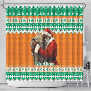 Afro Ivory Coast Christmas Shower Curtain Black Santa Afishapa - African Pattern