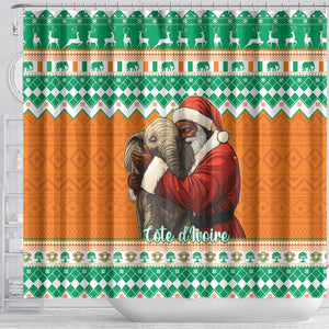 Afro Ivory Coast Christmas Shower Curtain Black Santa Afishapa - African Pattern