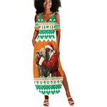 Afro Ivory Coast Christmas Summer Maxi Dress Black Santa Afishapa - African Pattern