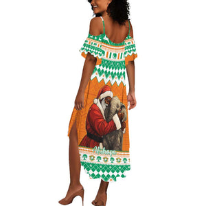 Afro Ivory Coast Christmas Summer Maxi Dress Black Santa Afishapa - African Pattern