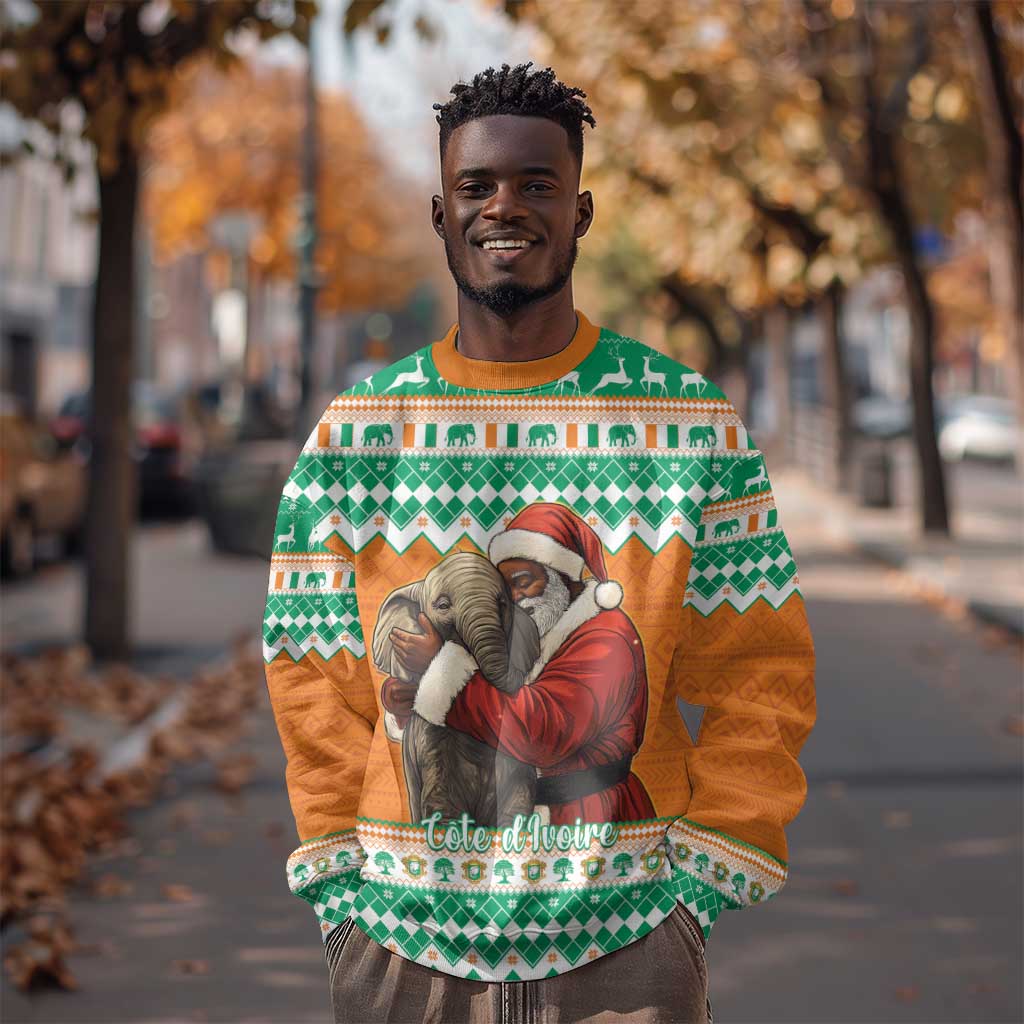 Afro Ivory Coast Christmas Sweatshirt Black Santa Afishapa - African Pattern