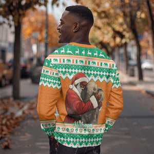 Afro Ivory Coast Christmas Sweatshirt Black Santa Afishapa - African Pattern