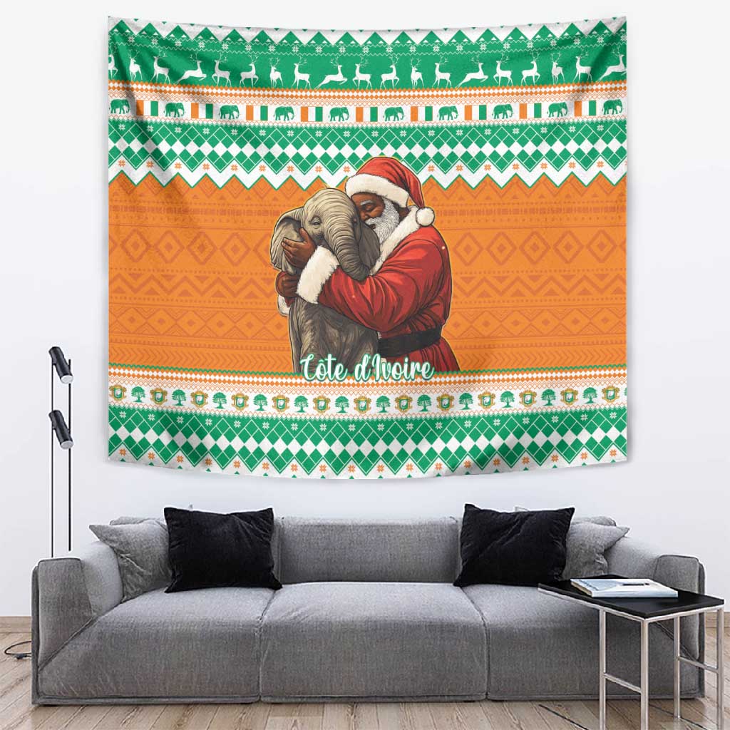 Afro Ivory Coast Christmas Tapestry Black Santa Afishapa - African Pattern