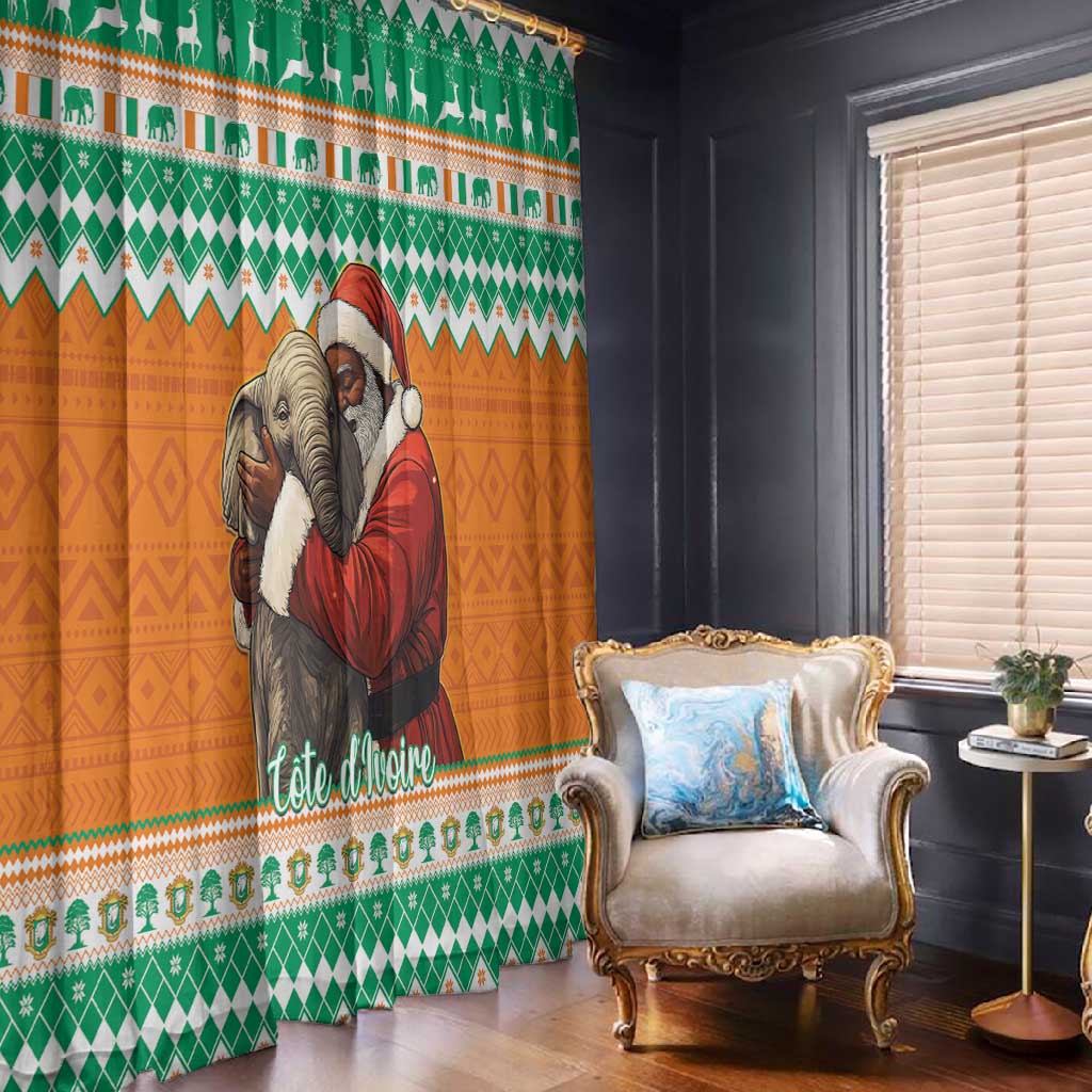 Afro Ivory Coast Christmas Window Curtain Black Santa Afishapa - African Pattern