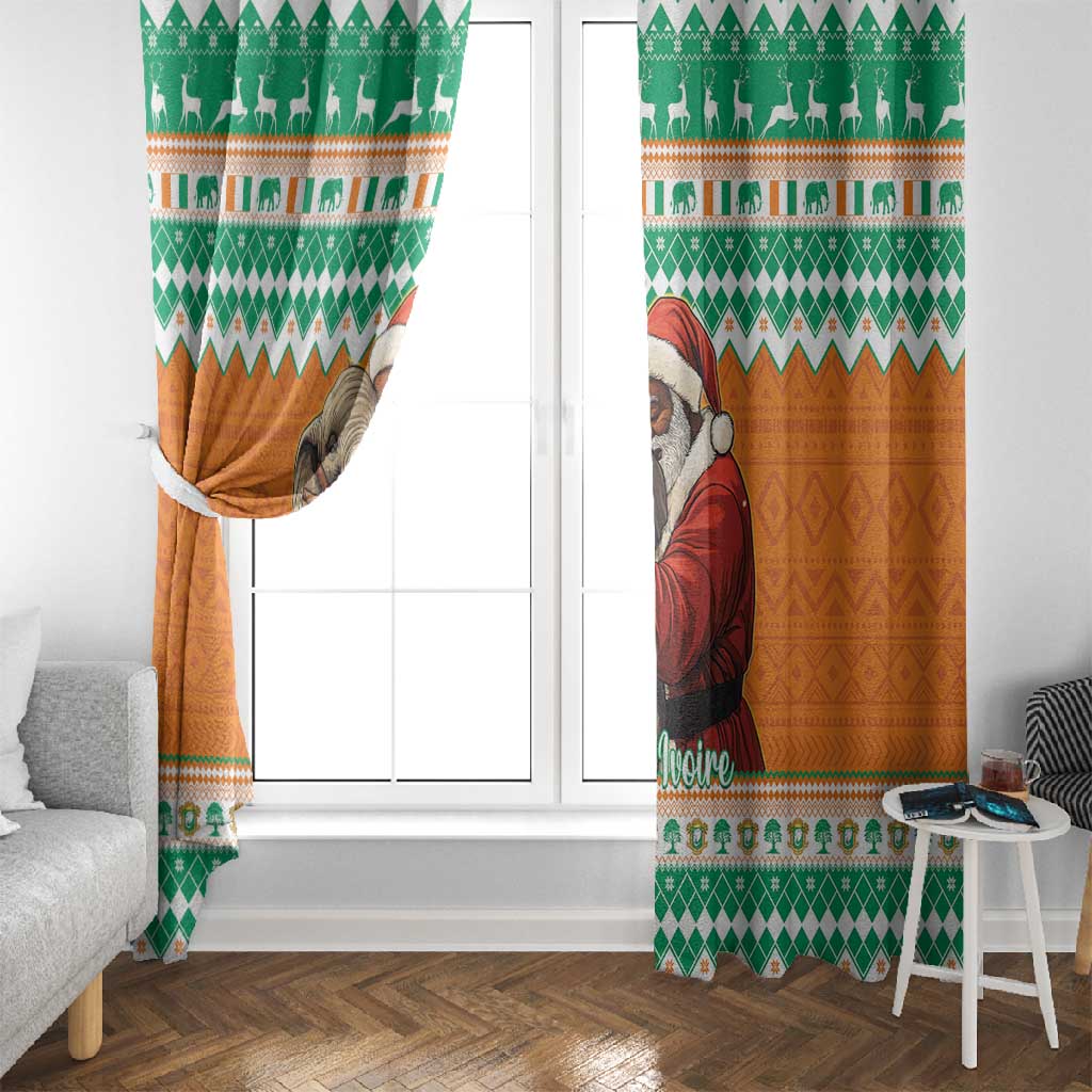 Afro Ivory Coast Christmas Window Curtain Black Santa Afishapa - African Pattern