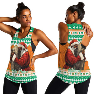 Afro Ivory Coast Christmas Women Racerback Tank Black Santa Afishapa - African Pattern