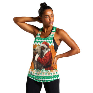 Afro Ivory Coast Christmas Women Racerback Tank Black Santa Afishapa - African Pattern