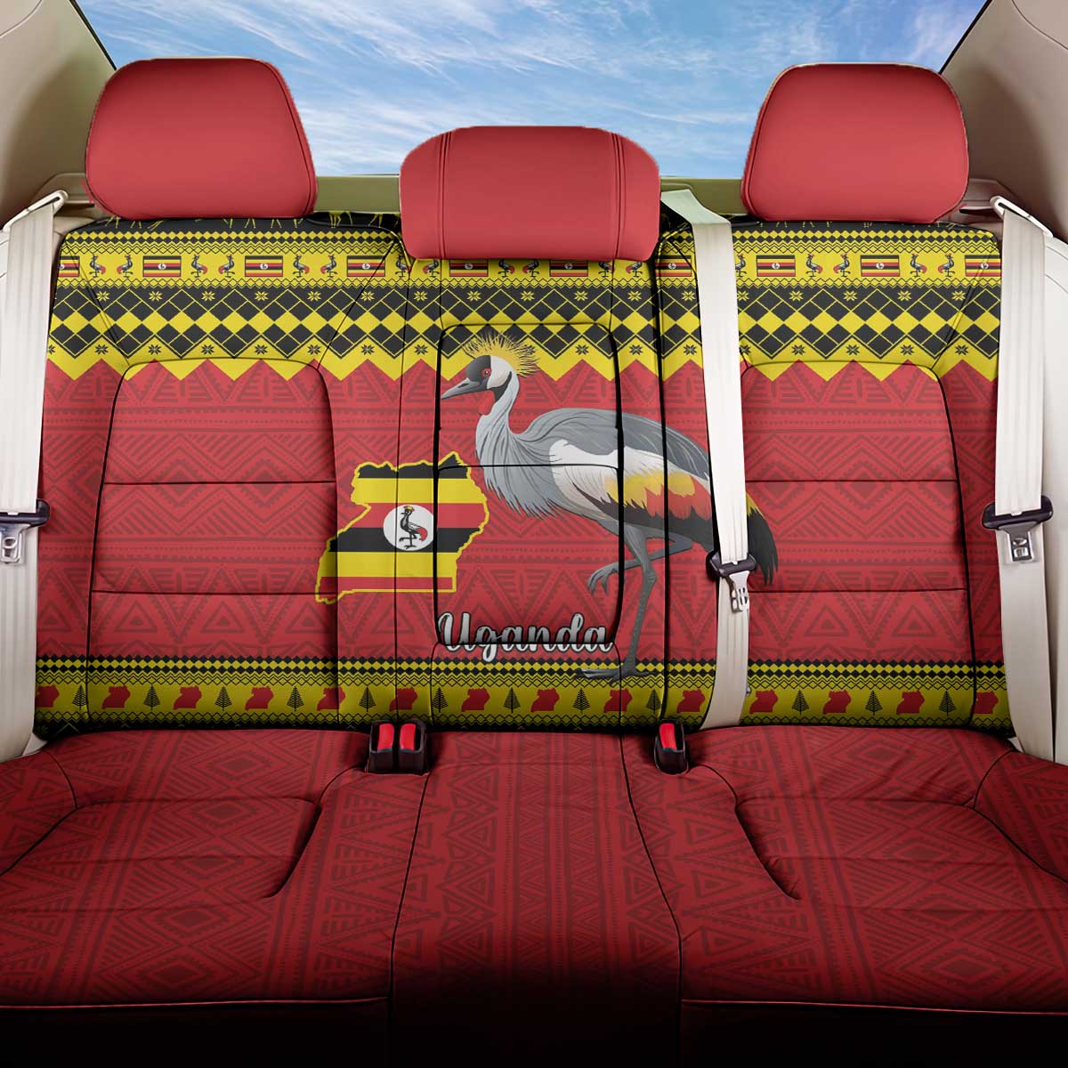 Afro Uganda Christmas Back Car Seat Cover Grey Crowned Crane Sekukkulu Ennugi