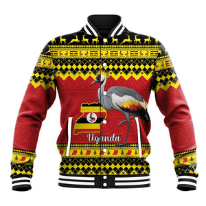 Afro Uganda Christmas Baseball Jacket Grey Crowned Crane Sekukkulu Ennugi