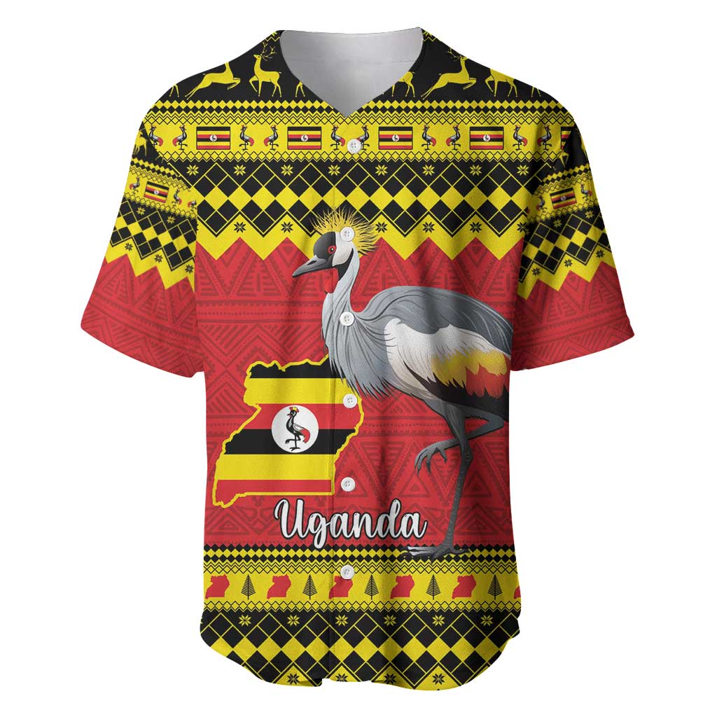 Afro Uganda Christmas Baseball Jersey Grey Crowned Crane Sekukkulu Ennugi