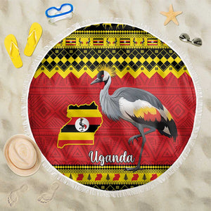 Afro Uganda Christmas Beach Blanket Grey Crowned Crane Sekukkulu Ennugi