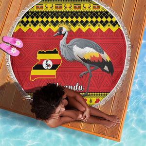 Afro Uganda Christmas Beach Blanket Grey Crowned Crane Sekukkulu Ennugi