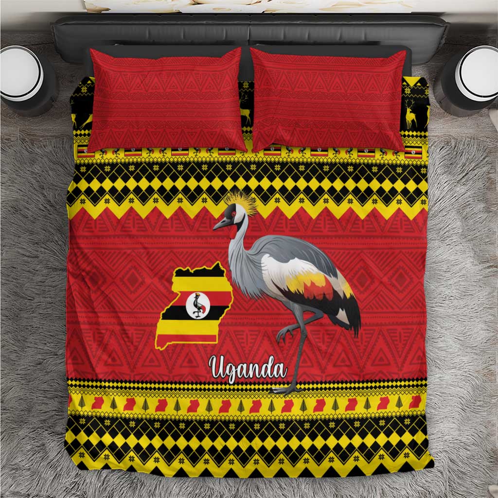 Afro Uganda Christmas Bedding Set Grey Crowned Crane Sekukkulu Ennugi