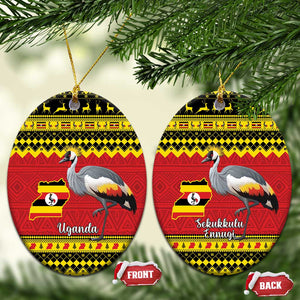 Afro Uganda Christmas Ceramic Ornament Grey Crowned Crane Sekukkulu Ennugi