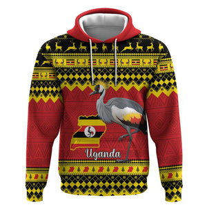 Afro Uganda Christmas Hoodie Grey Crowned Crane Sekukkulu Ennugi