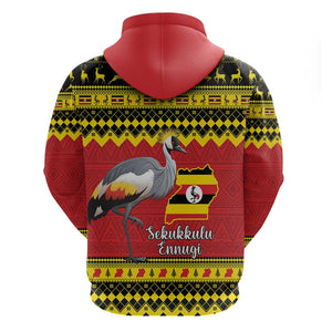 Afro Uganda Christmas Hoodie Grey Crowned Crane Sekukkulu Ennugi