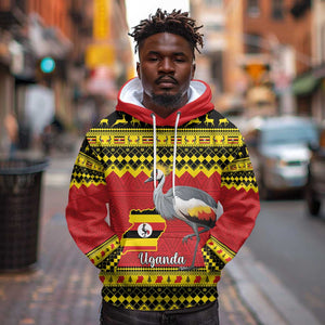 Afro Uganda Christmas Hoodie Grey Crowned Crane Sekukkulu Ennugi