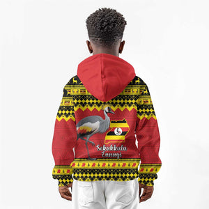 Afro Uganda Christmas Kid Hoodie Grey Crowned Crane Sekukkulu Ennugi