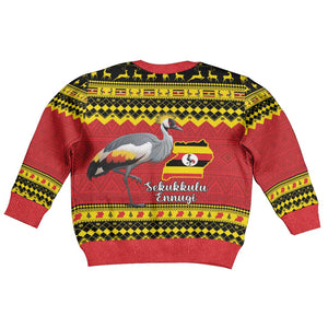 Afro Uganda Christmas Kid Ugly Christmas Sweater Grey Crowned Crane Sekukkulu Ennugi