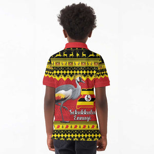 Afro Uganda Christmas Kid Polo Shirt Grey Crowned Crane Sekukkulu Ennugi