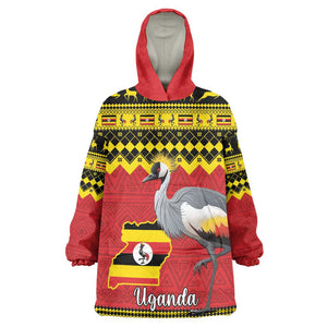 Afro Uganda Christmas Kid Wearable Blanket Hoodie Grey Crowned Crane Sekukkulu Ennugi