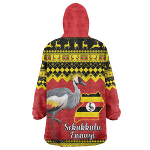 Afro Uganda Christmas Kid Wearable Blanket Hoodie Grey Crowned Crane Sekukkulu Ennugi