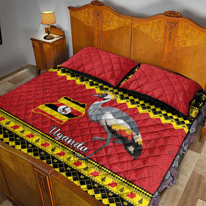 Afro Uganda Christmas Quilt Bed Set Grey Crowned Crane Sekukkulu Ennugi